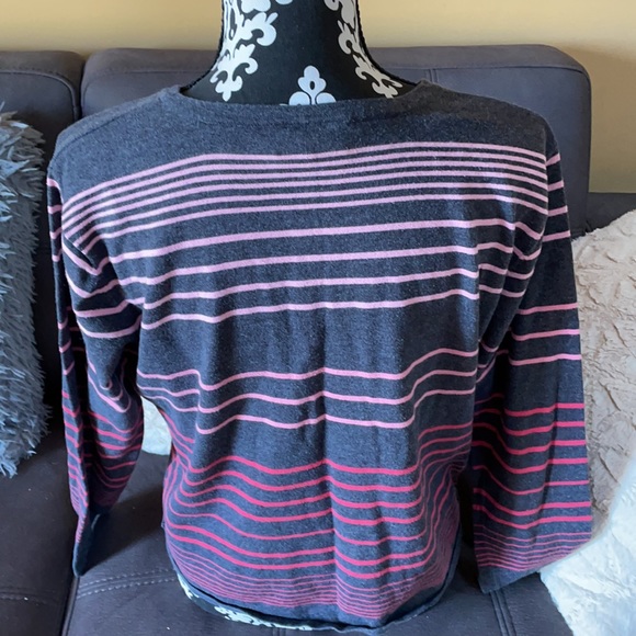 TALBOTS WOMAN Gray Striped Sweater Size 14 - Picture 5 of 6